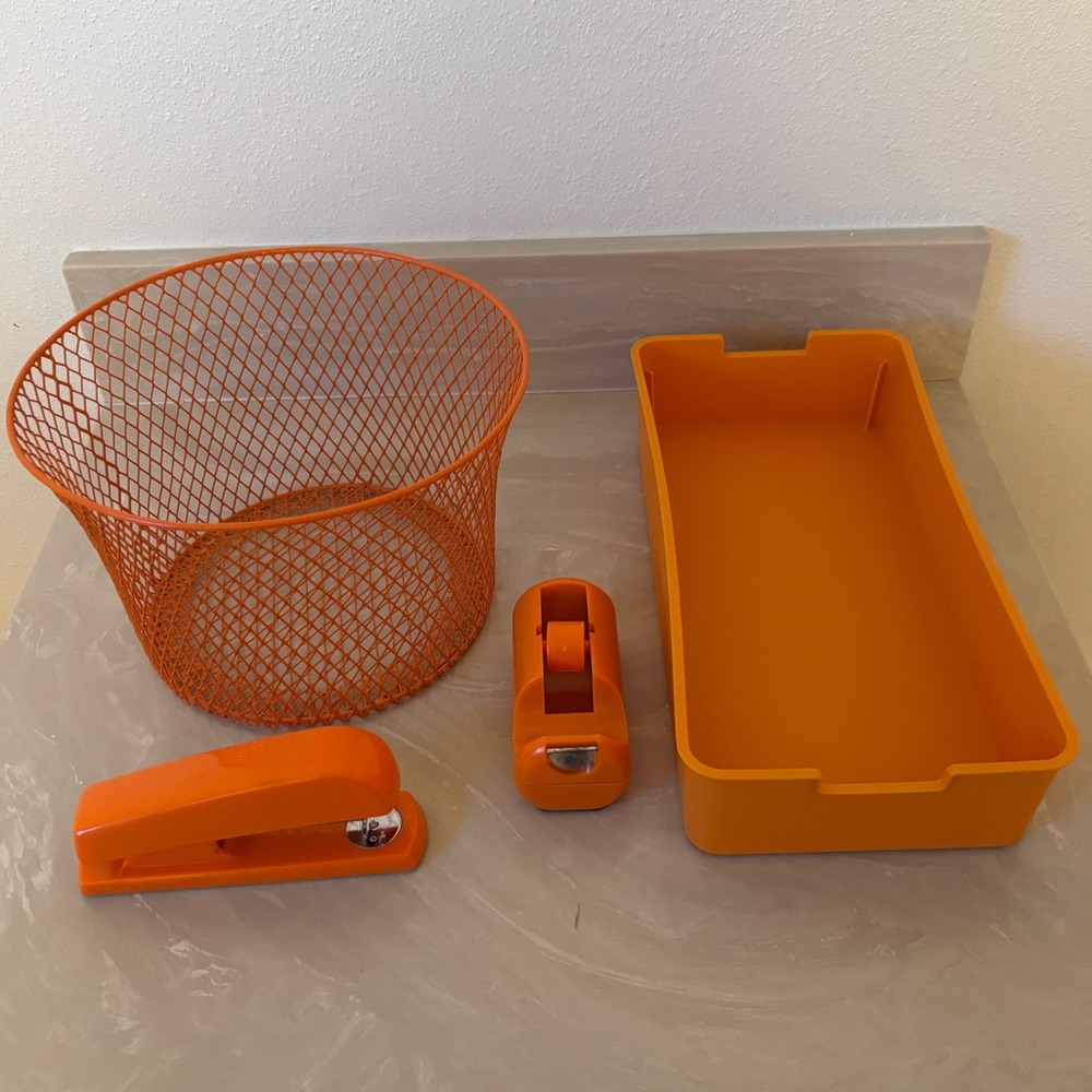 4 piece orange desk set
